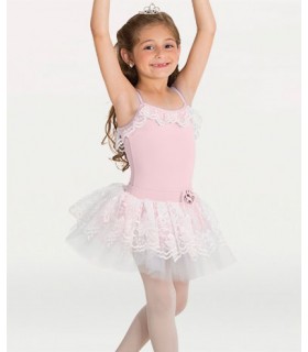 Body Wrappers Lace Camisole Leotard & Skirt Set